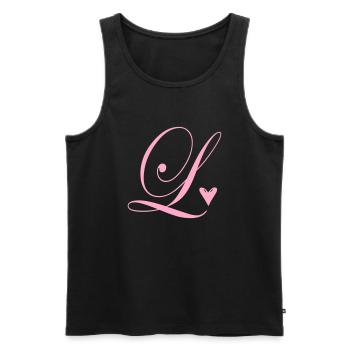 Monogramme L Cœur Vigne - Débardeur bio Premium Homme - noir - Devant - AI Model Male 178 light (178cm)