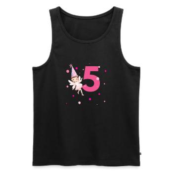 5e anniversaire fée rose - Débardeur bio Premium Homme - noir - Devant - Michal (187cm)