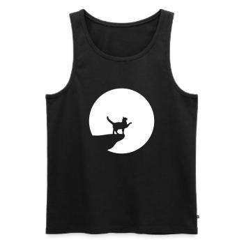 Cat Moon Cliff At Night Werewolf Round Howling Funny - Men's Premium Organic Tank Top - black - Front - AI Model Male 178 light (178cm)