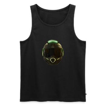 Casque futuriste élégant - Débardeur bio Premium Homme - noir - Devant - AI Model Male 178 light (178cm)