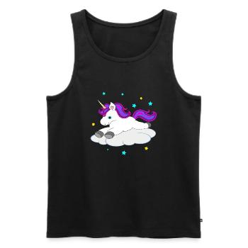 Süßes Einhorn auf Wolke - Männer Premium Bio Tank Top - Schwarz - Vorne - Michal (187cm)