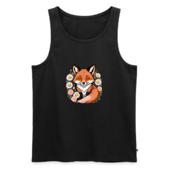 Fox Fox Flowers Cute Gift Animal Love for Women - Men's Premium Organic Tank Top - black - Front - AI Model Male 178 light (178cm)