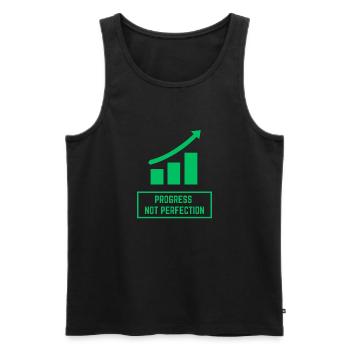 Progress Not Perfection - Men's Premium Organic Tank Top - black - Front - AI Model Male 178 light (178cm)