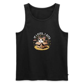 Wenn ich passe, sitze ich - Männer Premium Bio Tank Top - Schwarz - Vorne - AI Model Male 178 light (178cm)