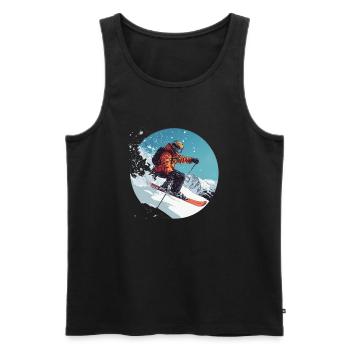 Pulverschnee und Action: Spüre die Winterfreiheit! - Männer Premium Bio Tank Top - Schwarz - Vorne - Michal (187cm)