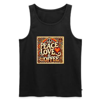 peace love and coffee - Men's Premium Organic Tank Top - black - Front - Michal (187cm)