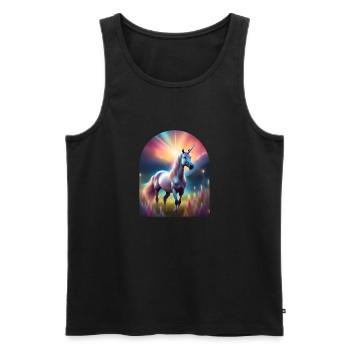 Une licorne dans un champ magique - Débardeur bio Premium Homme - noir - Devant - AI Model Male 178 light (178cm)