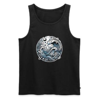 FEEL THE CALL Back Print - Männer Premium Bio Tank Top - Schwarz - Vorne - AI Model Male 178 light (178cm)