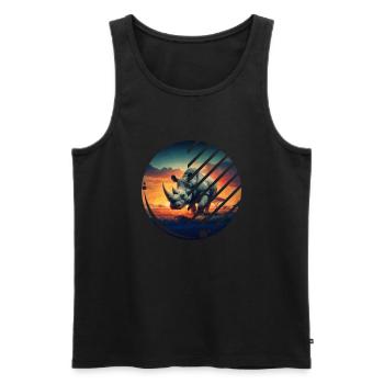 Geometric Rhino Sunset Scene - Men's Premium Organic Tank Top - black - Front - AI Model Male 178 light (178cm)