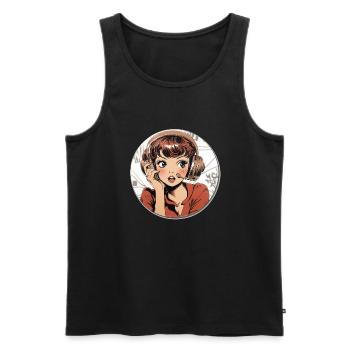 Retro Hotline : Charme élégant des années 50 ! - Débardeur bio Premium Homme - noir - Devant - AI Model Male 178 light (178cm)
