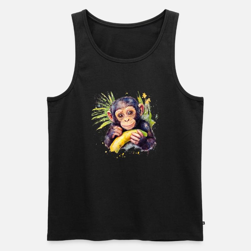 Von Schimpansen und Menschen - Männer Premium Bio Tank Top - Schwarz