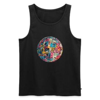 Retro-Future Sphere: Technicolor Vision! - Men's Premium Organic Tank Top - black - Front - AI Model Male 178 light (178cm)