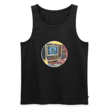 Retro-Tech: The Beginnings of the Computer World! - Men's Premium Organic Tank Top - black - Front - AI Model Male 178 light (178cm)