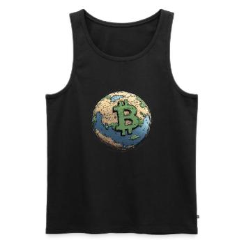 Bitcoin Erde: Die Währung einer vernetzten Welt! - Männer Premium Bio Tank Top - Schwarz - Vorne - AI Model Male 178 light (178cm)