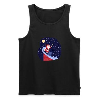 Le Père Noël arrive - Débardeur bio Premium Homme - noir - Devant - Michal (187cm)