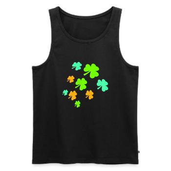 Shamrock Many Three-Leaf Leaves Green Pattern - Men's Premium Organic Tank Top - black - Front - AI Model Male 178 light (178cm)