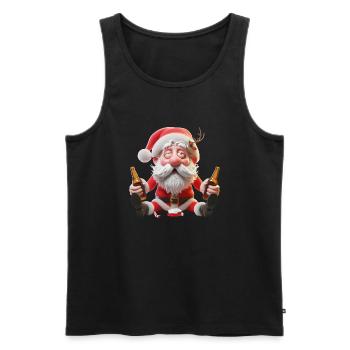 Père Noël ivre 1 - Débardeur bio Premium Homme - noir - Devant - Michal (187cm)