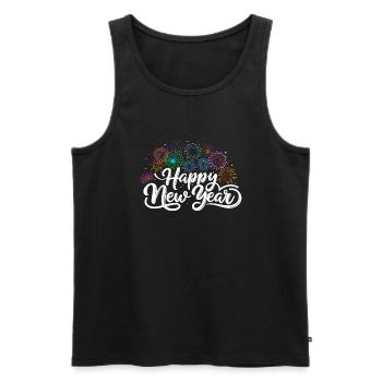 Happy New Year - Celebrate 2025 Fireworks - Men's Premium Organic Tank Top - black - Front - AI Model Male 178 light (178cm)
