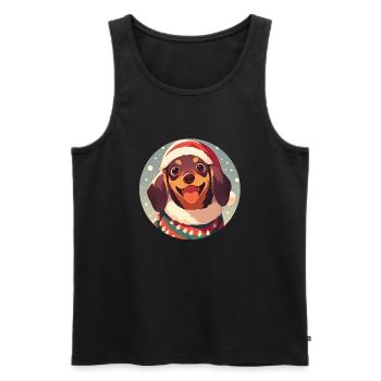 Christmas motif with a dachshund - Men's Premium Organic Tank Top - black - Front - Michal (187cm)