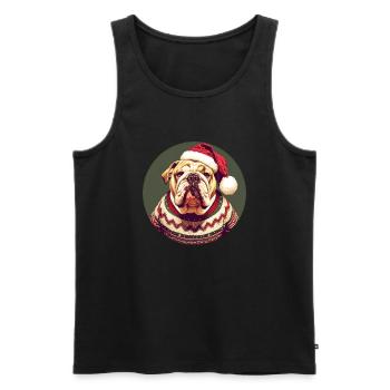 Christmas motif with an English bulldog - Men's Premium Organic Tank Top - black - Front - Michal (187cm)