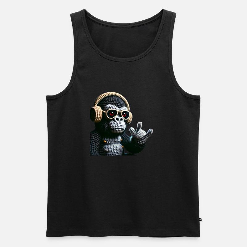Cooler Häkel Gorilla - Männer Premium Bio Tank Top - Schwarz