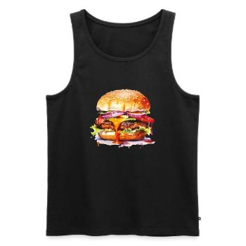 burger - Débardeur bio Premium Homme - noir - Devant - AI Model Male 178 light (178cm)