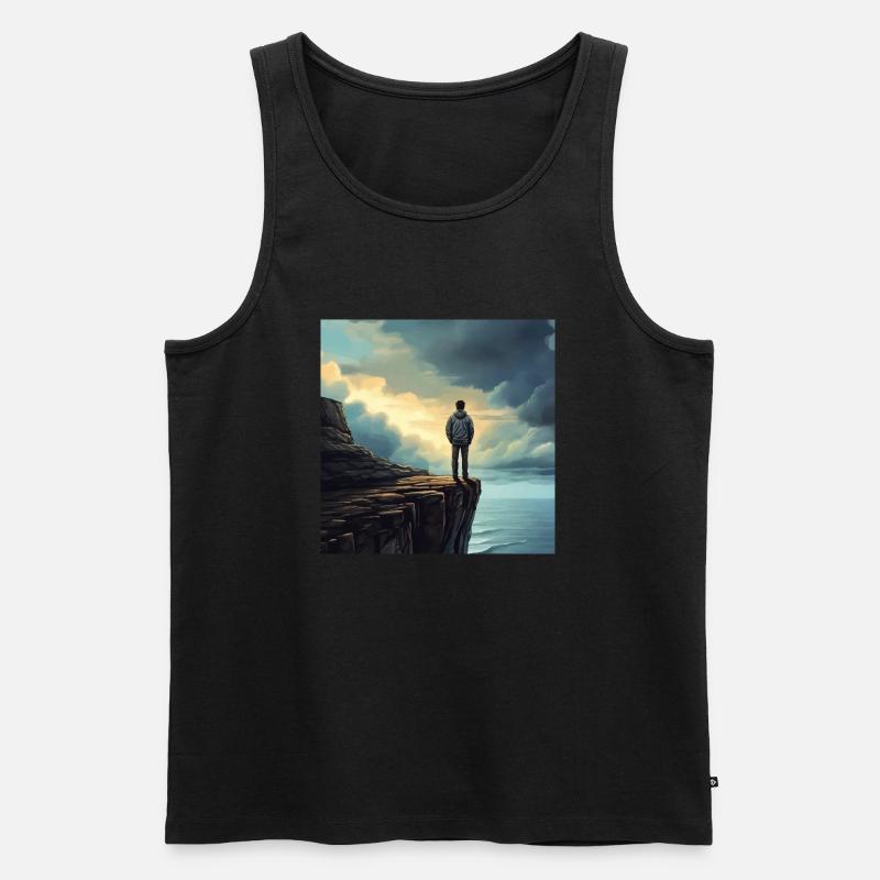 Wanderrer in der Natur - Männer Premium Bio Tank Top - Schwarz