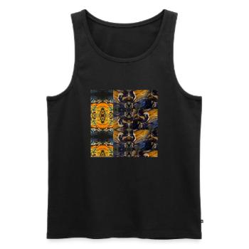 Les Abstraits en ligne " de BABY'ART Ethnique - Débardeur bio Premium Homme - noir - Devant - AI Model Male 178 light (178cm)
