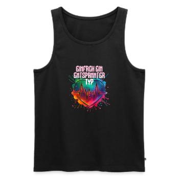 Entspannter Typ - Männer Premium Bio Tank Top - Schwarz - Vorne - AI Model Male 178 light (178cm)
