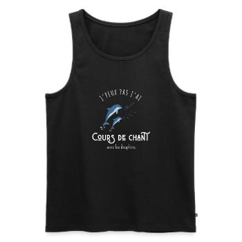 J’peux pas j’ai cours de chant avec les dauphins - Débardeur bio Premium Homme - noir - Devant - Michal (187cm)