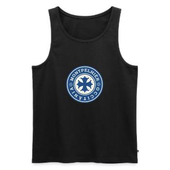 LOGO OCCITANIE MONTPELLIER - Débardeur bio Premium Homme - noir - Devant - AI Model Male 178 light (178cm)