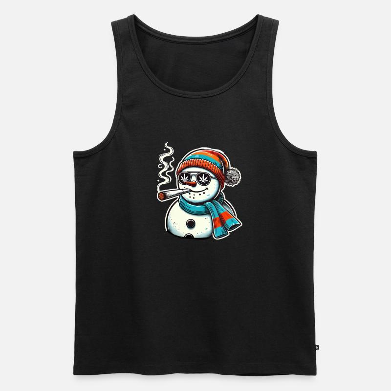 Kiffer Schneemann Winter Weihnachten Hanf - Männer Premium Bio Tank Top - Schwarz