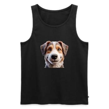 Tête de chien 3 - Débardeur bio Premium Homme - noir - Devant - Michal (187cm)