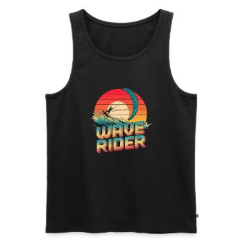 Wellenreiter Kitesurfen Design - Männer Premium Bio Tank Top - Schwarz - Vorne - Michal (187cm)