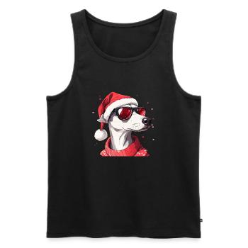 Weihnachtsmotiv Windhund mit Sonnenbrille - Männer Premium Bio Tank Top - Schwarz - Vorne - Michal (187cm)