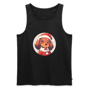 Motif de Noël Cavalier King Charles Spaniel - Débardeur bio Premium Homme - noir - Devant - Michal (187cm)