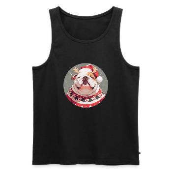 Christmas motif with an English bulldog - Men's Premium Organic Tank Top - black - Front - Michal (187cm)