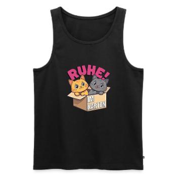Ruhe im Karton lustiges Sprichwort Design - Männer Premium Bio Tank Top - Schwarz - Vorne - AI Model Male 178 light (178cm)