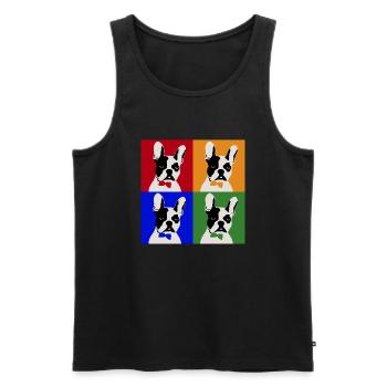 Französiche Bulldogge Kunst Motiv - Männer Premium Bio Tank Top - Schwarz - Vorne - AI Model Male 178 light (178cm)