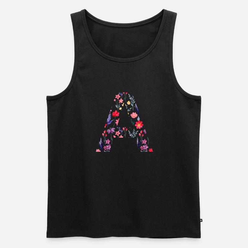 Personalisierter Blumenbrief A - Geschenkidee - Männer Premium Bio Tank Top - Schwarz