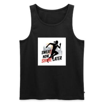 Sweat Now, Shine Later - Débardeur bio Premium Homme - noir - Devant - Michal (187cm)