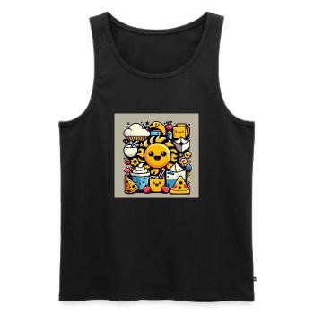 Lucky Sun and Friends - Men's Premium Organic Tank Top - black - Front - AI Model Male 178 light (178cm)