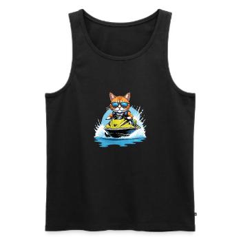 Cat Jet Ski Chat Drôle Drôle Cadeau - Débardeur bio Premium Homme - noir - Devant - Michal (187cm)