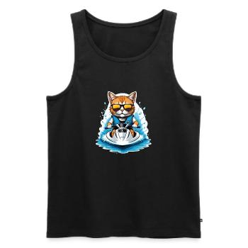 Cat Jet Ski Chat Drôle Drôle Cadeau - Débardeur bio Premium Homme - noir - Devant - Michal (187cm)