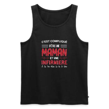 Maman et Infirmière - Débardeur bio Premium Homme - noir - Devant - AI Model Male 178 light (178cm)