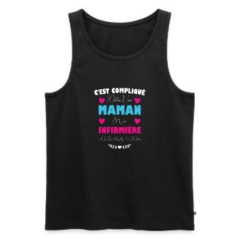 Maman et Infirmière - Débardeur bio Premium Homme - noir - Devant - AI Model Male 178 light (178cm)