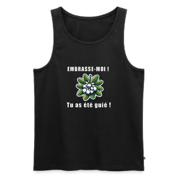Embrasse-moi ! Tu as été guié !" Gui Noël - Débardeur bio Premium Homme - noir - Devant - Michal (187cm)