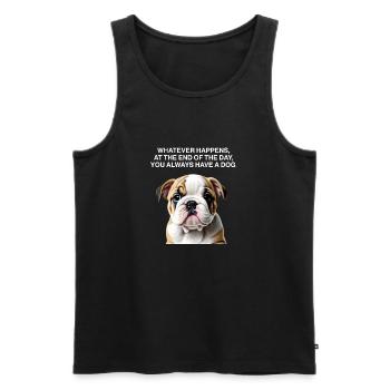 Citations amusantes de bouledogue - Débardeur bio Premium Homme - noir - Devant - AI Model Male 178 light (178cm)