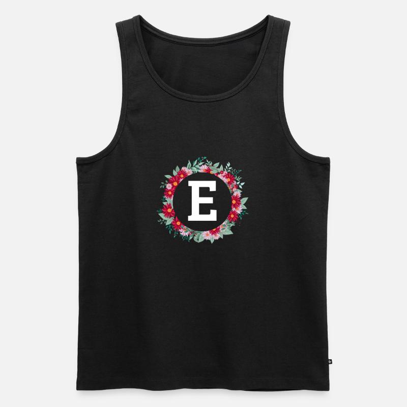 Buchstabe e Blumenkranz - Männer Premium Bio Tank Top - Schwarz