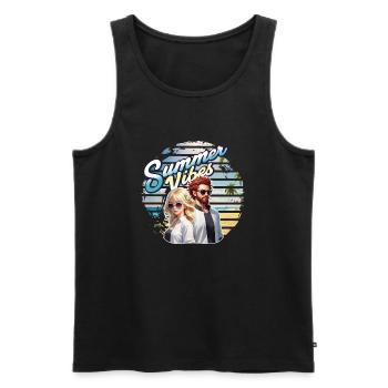Couple Summer Vibes - DIGITAL Grunge - Partner - Men's Premium Organic Tank Top - black - Front - Michal (187cm)